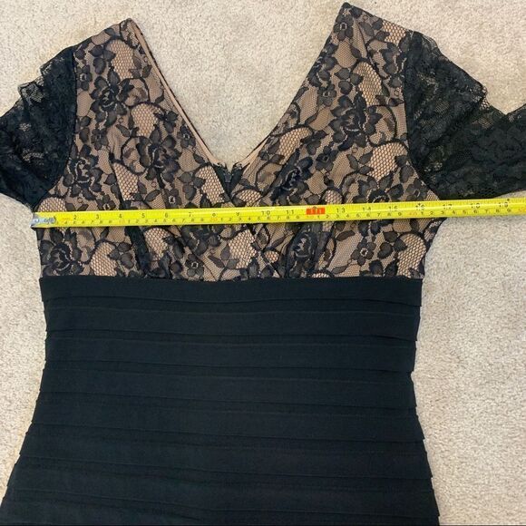 Adrianna Papell Lace Bodice Banded Sheath bodycon Dress Sz 8 Black - Picture 10 of 14
